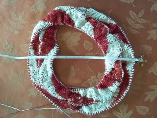 First piece of Enhanced Mobius Scarf - 12r/24 with fasteners fastened